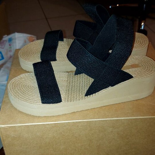 Women's Platform Sandals new, size 40-41, black and beige