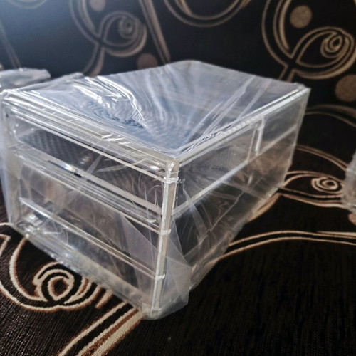 Set of 3 transparent jewelry boxes new with 3 drawers, 3 compartments and box