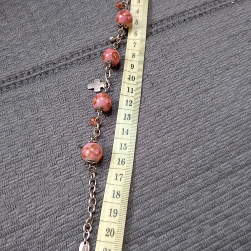 Esprit vintage 925 silver bracelet with glass beads and cross charm