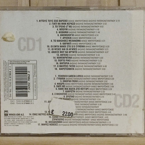 Papakonstantinou-Mikroutsikos Sfentona Live CD like new, entechno