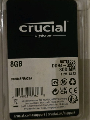 Crusial 8GB 3200 DDR4 RAM για λάπτοπ καινούργιο