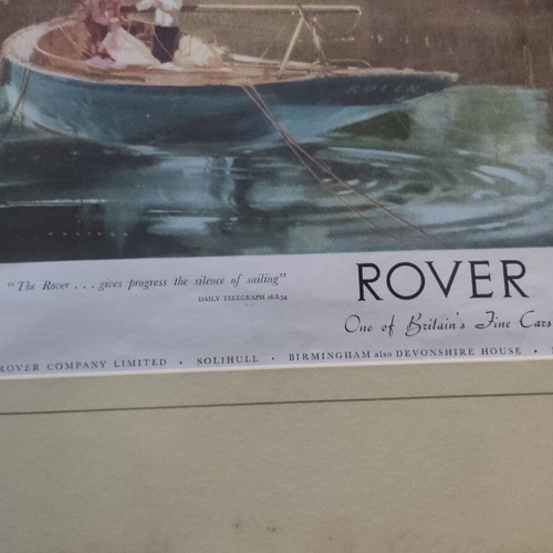 Rover Car Vintage Advertisement Frame used, 39.5x49.5 cm