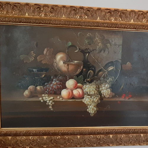 Oil painting by C. Finney, 60×90 cm with carved wooden frame