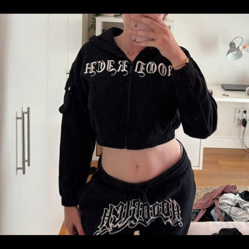 Hoodrich Cropped Jacket like new, black, size L