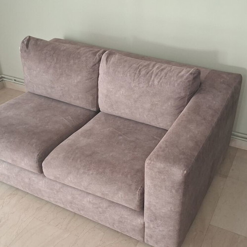 Two-seater corner fabric sofa, grey