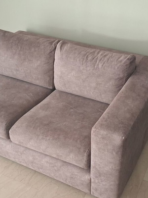 Two-seater corner fabric sofa, grey