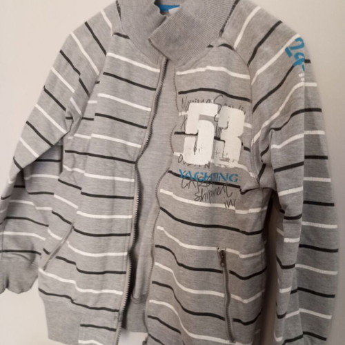 Boy's cardigan grey and white, sizes 146-152 cm