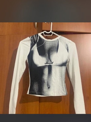 T-shirt Shein black and white long sleeve top like new, XS