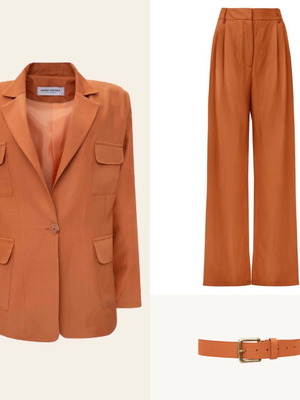 Vassia Kostara suit set used, size S, orange