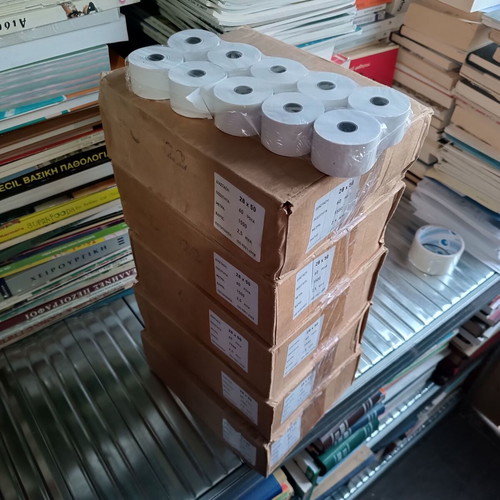 Thermal cash register paper roll P28xD50mm 25m new, pack of 60 rolls