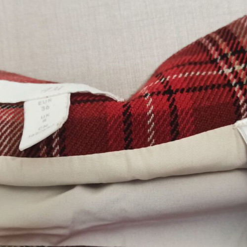 H&M checked skirt new, high-waisted, size 36, white and red