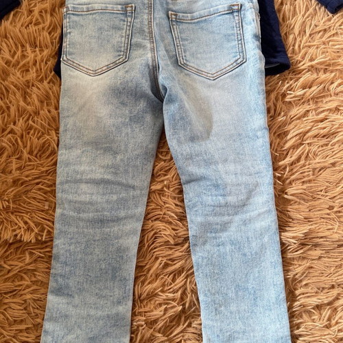 Girls' set 1.5-2 years 80-92 cm denim pants and blue quilted jacket used