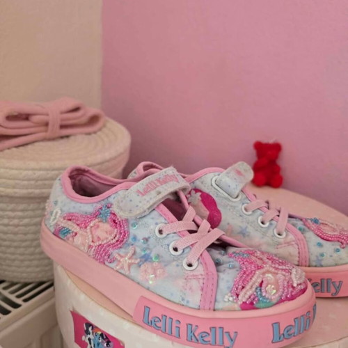 Lelli Kelly children's canvas sneakers size 23 like new, pink multicolor