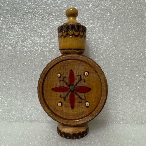 Vintage wooden Bulgaria perfume bottle used