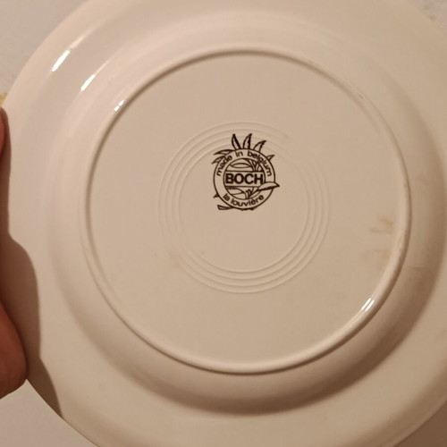 Belgian shallow plates with Napoleon theme, set of 2, Boche la Louviere