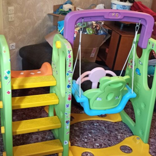 Swing and slide playset used for indoor or outdoor