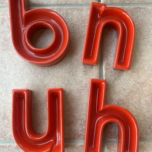 Vintage Pop Art ceramic ashtrays set of 8 letters 70s-80s