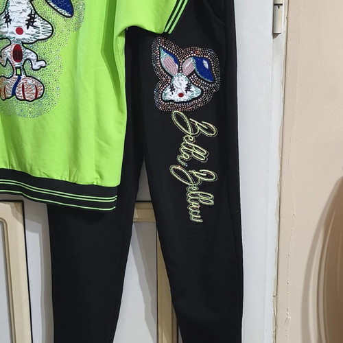 Tracksuit set with rhinestones like new, sizes S-M-L, neon green and black