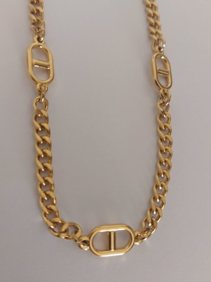 Necklace with theta pendant gold color, stainless steel