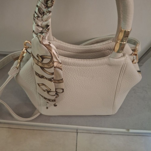 Camila Karina Cream Handbag with Decorative Scarf