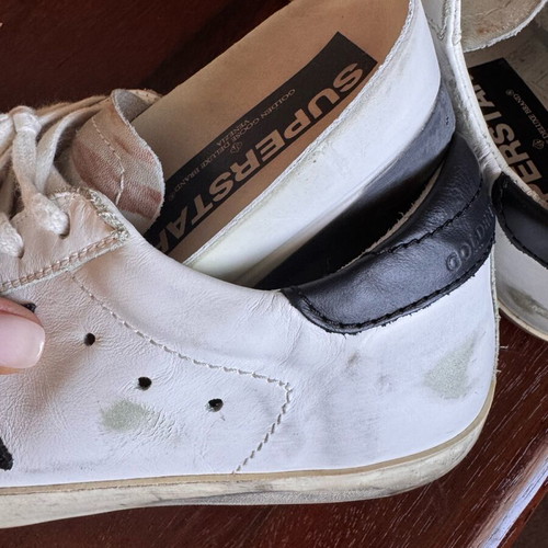 Golden Goose Superstar sneakers like new, black and white, pony skin detail
