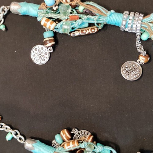 Handmade necklace with multiple turquoise cords Boho Statement like new