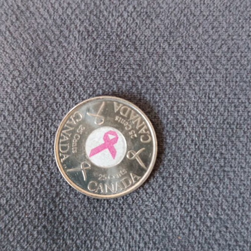 Canadian Breast Cancer Ribbon 25 Cents Coin 2006 like new