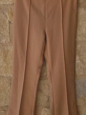 Elisabetta Franchi Padlock Flared Pants new, camel color