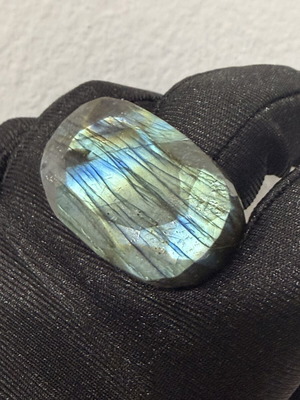 Labradorite ring with blue fire, handmade
