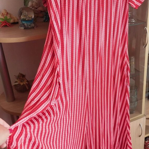 Red striped jumpsuit XL like new with wide leg and cutout back