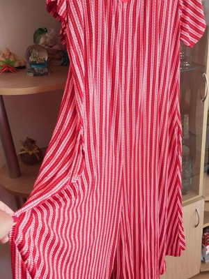 Red striped jumpsuit XL like new with wide leg and cutout back