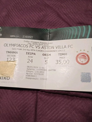 Olympiacos ticket like new from 2024 Conference League semifinal