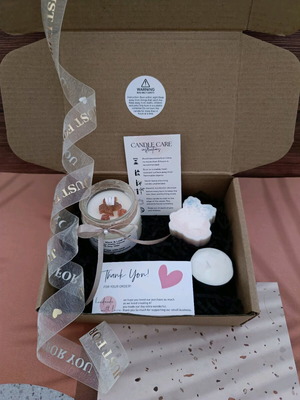 Candle Set Festive Glitter 80ml with Wax Melt Bell Gingerbread and Gift Tealight