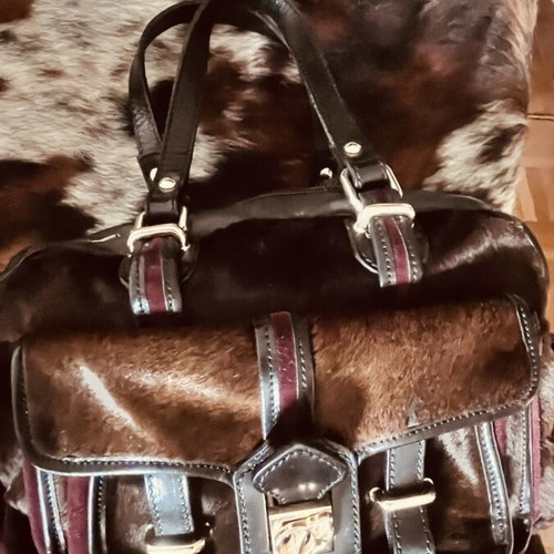 Dsquared2 βιντατζ δερμάτινη γυναικεία τσάντα σαν καινούργιο, καφέ και μπορντό