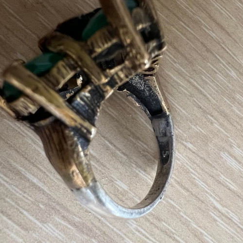 Large ring with rubies used, silver and precious stones