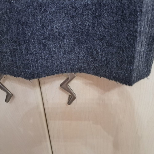 Wool sweater gray with black diamond pattern and silver embroidery, new
