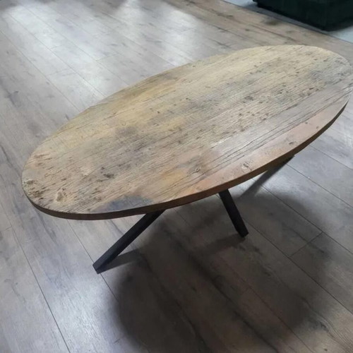 Oak coffee table with metal legs new