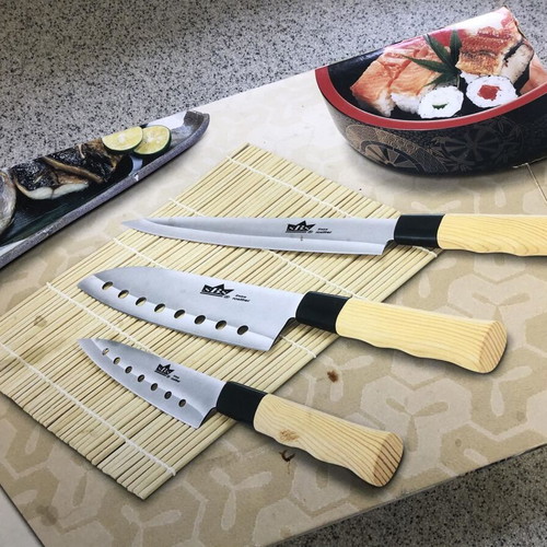 Nara in Asia knife set with wooden box new, 3 pieces