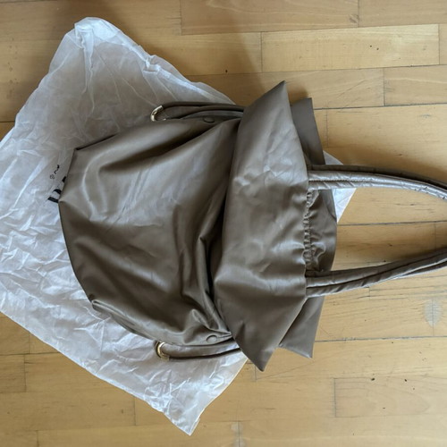 Zara shoulder bag like new, beige faux leather with drawstrings