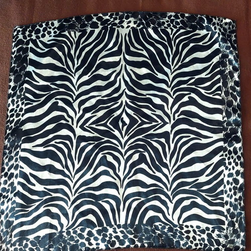 Square black and white animal print scarf