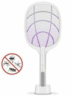 Electric rechargeable insect zapper racket white