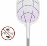 Electric rechargeable insect zapper racket white
