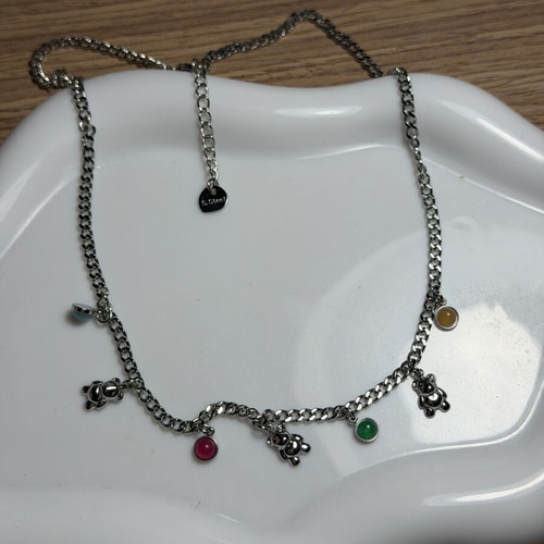 Stainless steel necklace like new, multicolor and silver