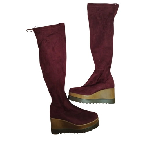 Burgundy suede boots Fullah Sugah used, size 38