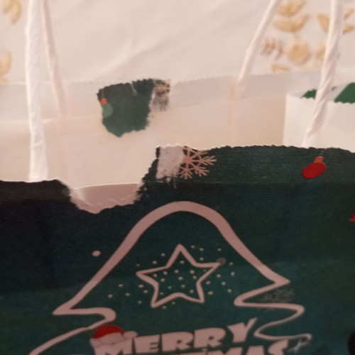 Christmas paper bag medium size used with tear