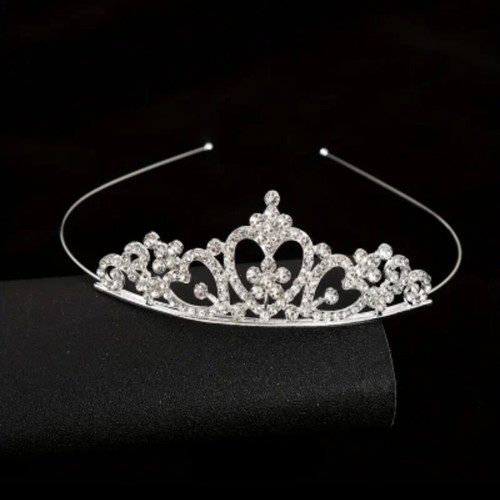 Bridal crown with crystal rhinestones silver, unused