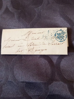 French letter of correspondence 1834 used, to Count of Serrant