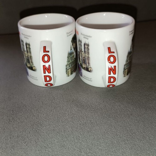 Lambert Souvenirs London porcelain small mugs set of 2 new
