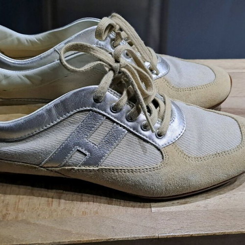 Hogan sneakers suede and fabric size 36 refurbished beige/silver