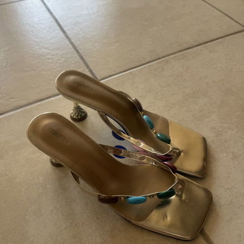 Embellished Heeled Sandals gold, like new, size 39